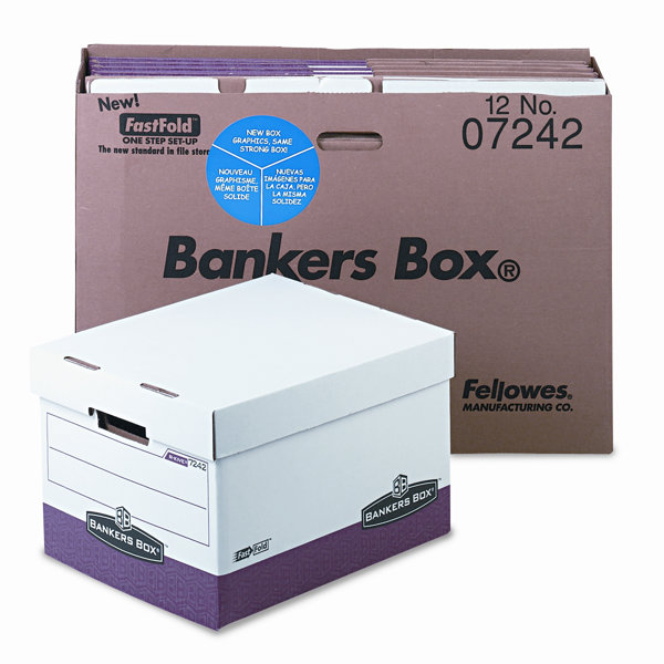Bankers Box R-KIVE Max Storage Box Letter//Legal Locking Lid White//Blue 12//Carton