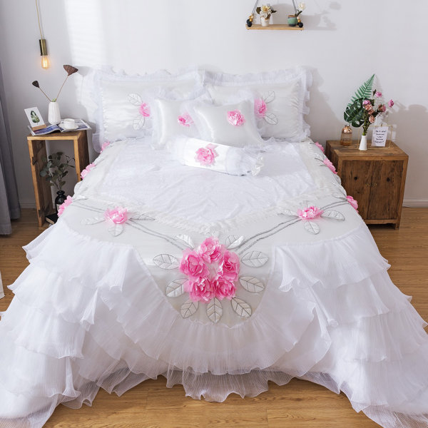 White Comforter With Pink Trim Wayfair