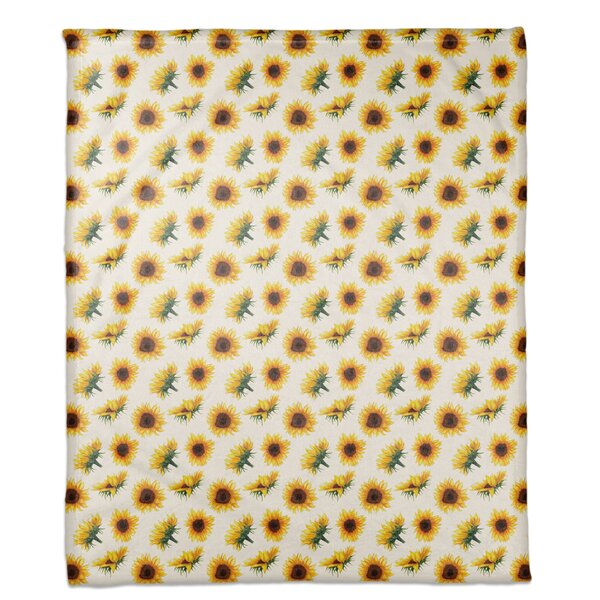 DUQIAO Yellow Sunflowers Throw Blanket Warm Soft Lightweight Bed Blanket for Office Sofa 