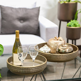 Bay Isle Home Berns 2 Piece Ottoman Coffee Table Tray Set Wayfair