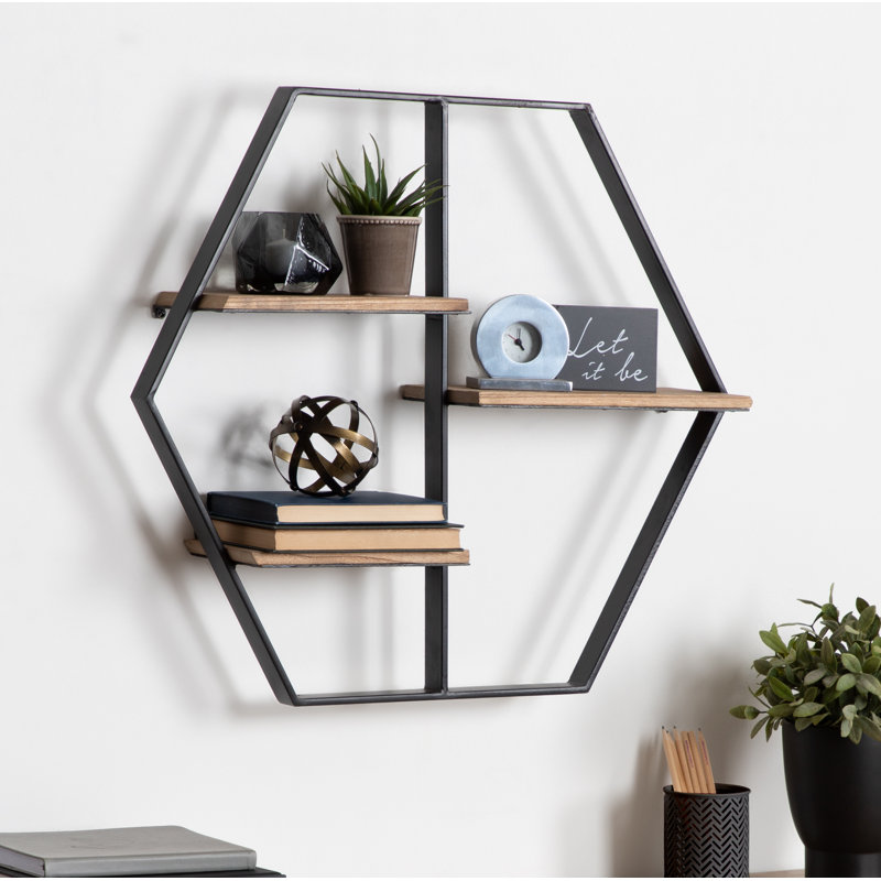 Ted 3 Piece Hexagon Oak Solid Wood Wall Shelf Reviews Joss Main