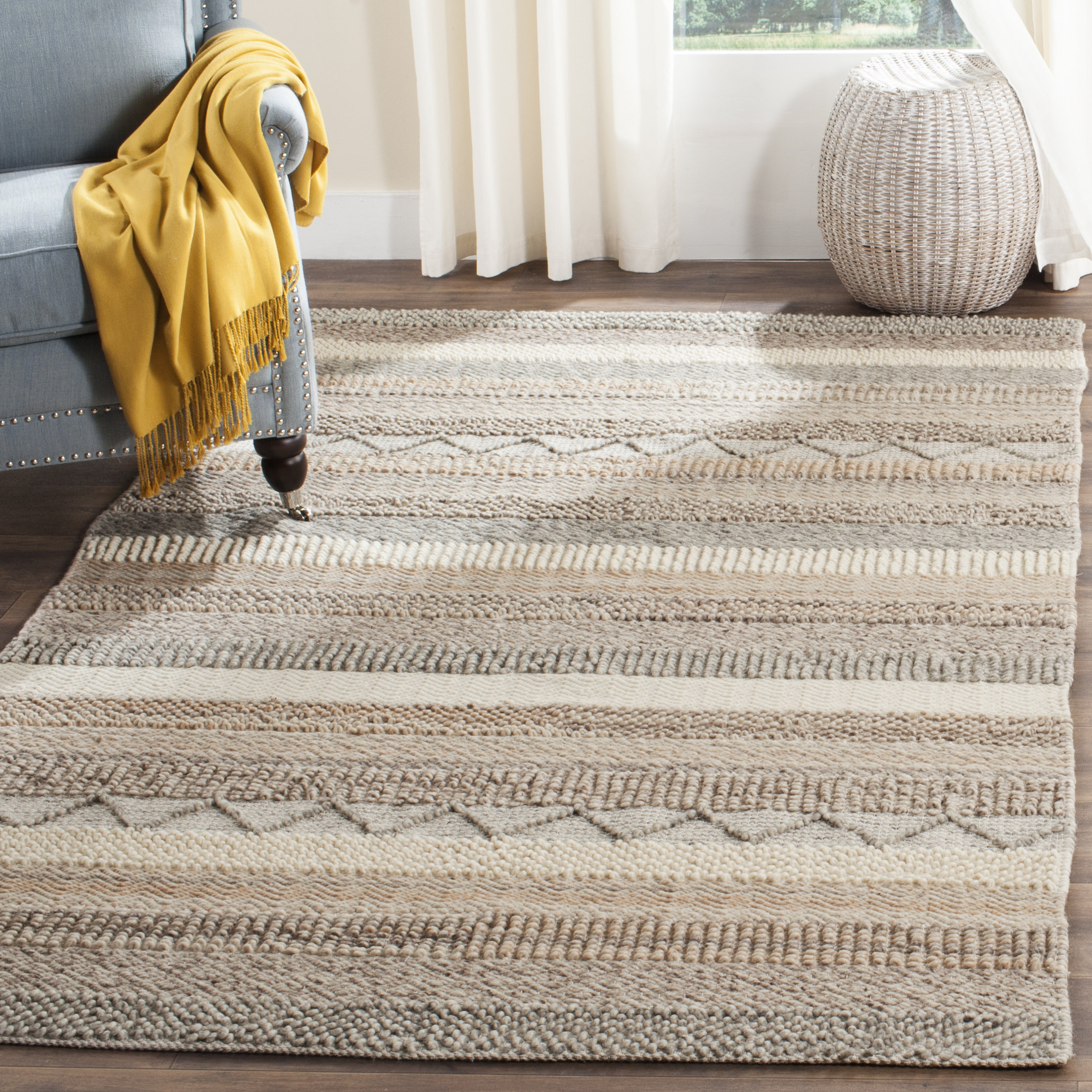 Chobi Finest Bordered Ivory Rug 4'3 x 6'0 eCarpet Gallery Area Rug for Living Room Bedroom Hand-Knotted Wool Rug 318279 