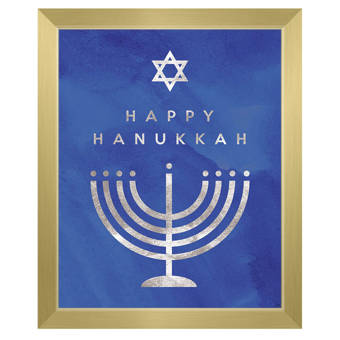 Click Wall Art Happy Hanukkah Menorah Framed Graphic Art Wayfair