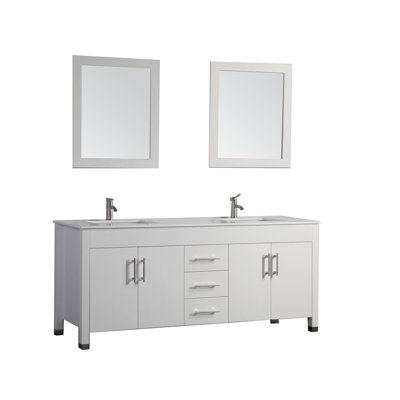 Wade Logan Charie 84 Double Sink Bathroom Vanity Set With Mirrors Wade Logan Charie 84 Double Sink