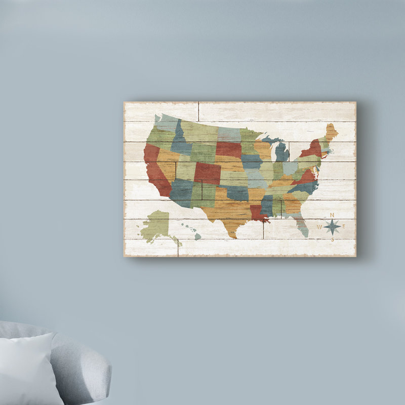Millwood Pines Barnboard Map No Words Acrylic Painting Print On