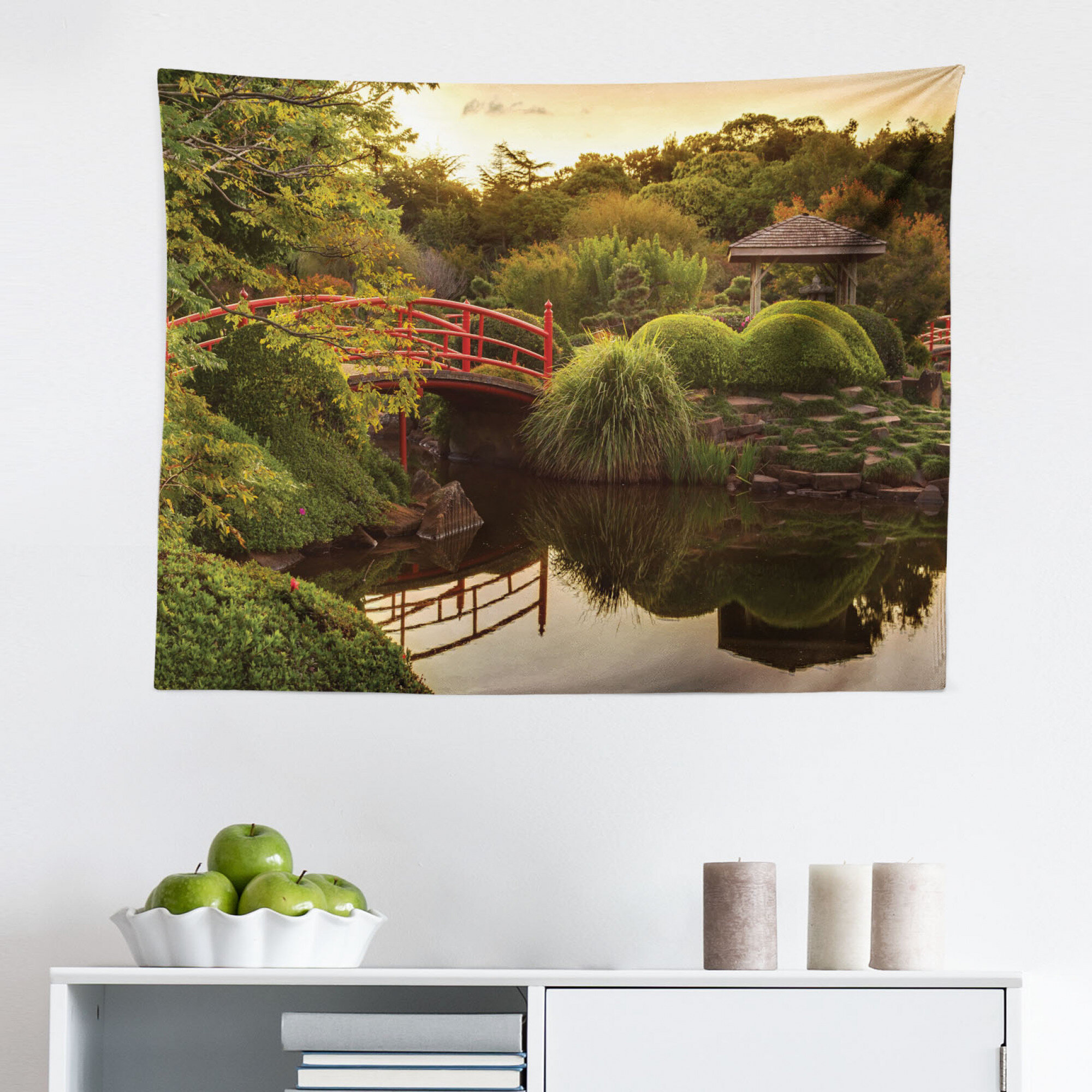 Japanese Style Sunset Ocean Wave Printing Hanging Tapestry Wall Art Room Decor 