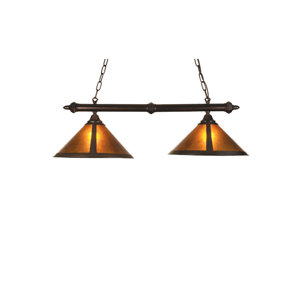 Rustic Van Erp Amber Mica 2-Light Pool Table Light