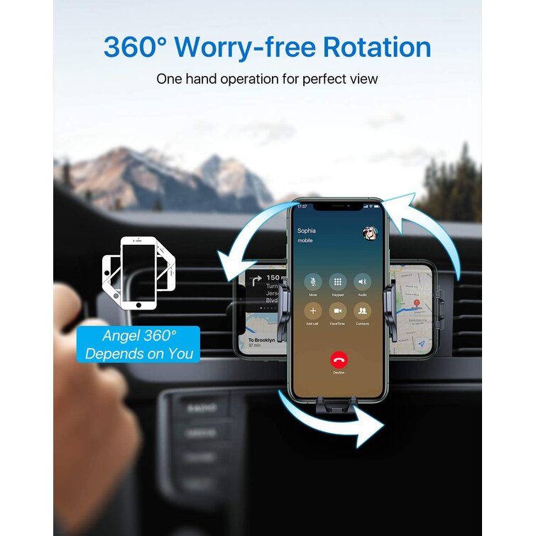 ANDOLO Latest Car Phone Mount Air Vent car Phone Holder Mount Easy Clamp Cradle Hands-Free for iPhone 12/12 Pro/11 Pro Max/8 Plus/8/X/XR/XS/SE Samsung Galaxy S20/S20+/S10/S9/Note 20/10 