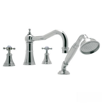 Perrin Rowe Georgian Era Double Handle Deck Mounted Roman Tub Faucet With Handshower Wayfair