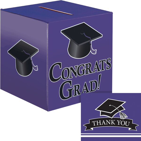 Black White 9 x 9 "Congrats Grad" Graduation Card Box 