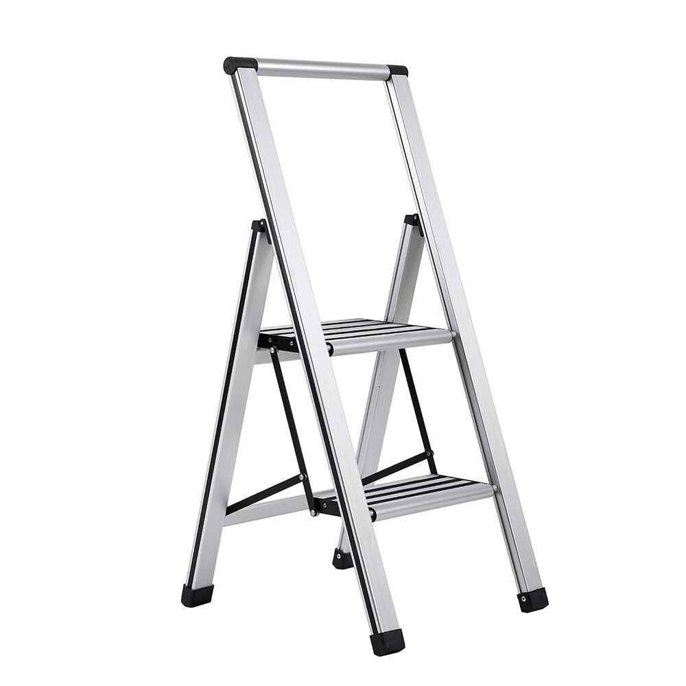 Large Folding Step Stool White And Red Anti Skid Ladder Aid Handle Home Workplac 