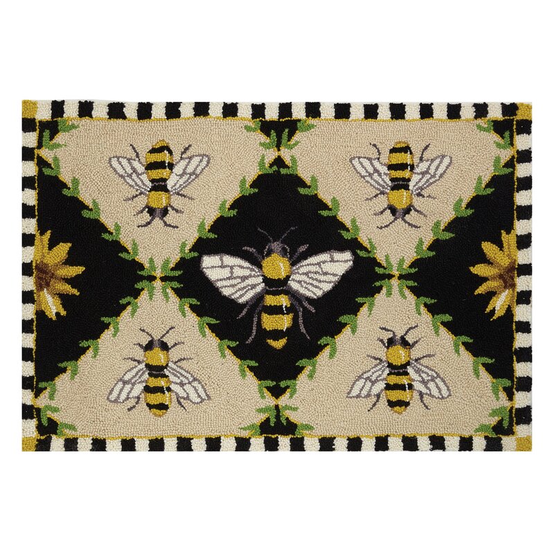 Sally Eckman Roberts Bumblebee Black/Beige Area Rug | Wayfair