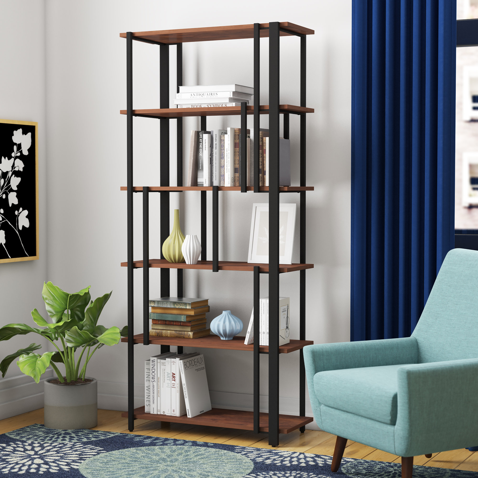 Lark Manor Corson 70'' H x 31.5'' W Metal Etagere Bookcase | Wayfair