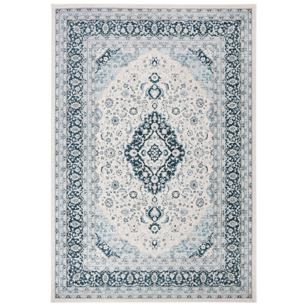 Troutdale Hooked Cream/Blue Rug