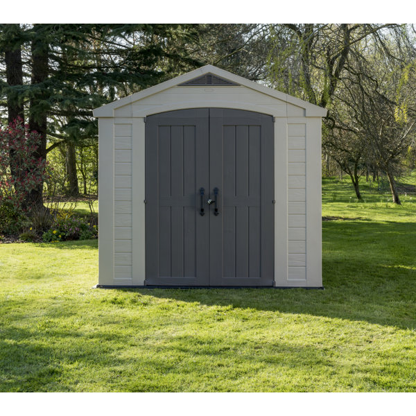 keter factor 8 ft. w x 8 ft. d apex plastic shed & reviews