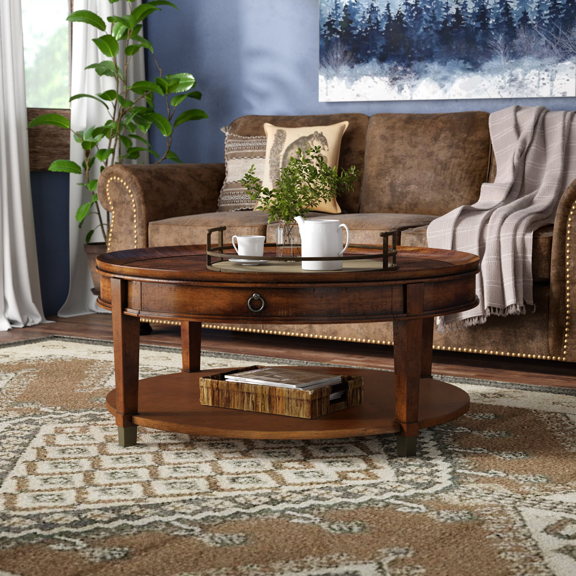 round coffee table with casters