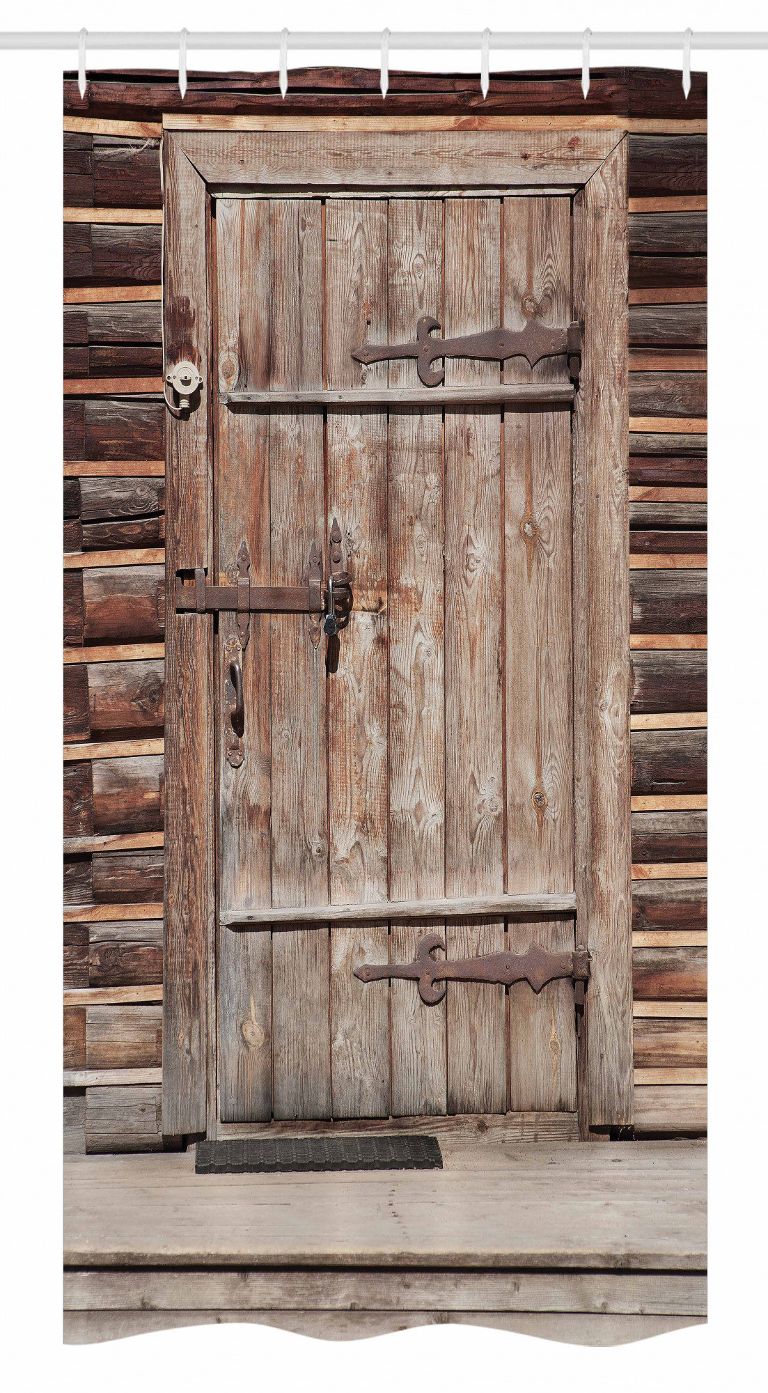 Rustic Stall Shower Curtain Digital Wood Panels Print For Bathroom 54 X78