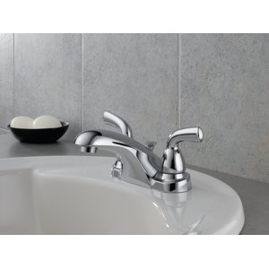 Foundations Centerset Double Handle Bathroom Faucet with Drain Assembly and Diamond Seal Technology