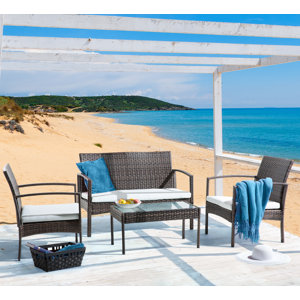 4-Sitzer Sofa-Set Marsala aus Polyrattan mit Pol..