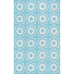 Lester Super Bold Hand-Hooked Light Turquoise/White Area Rug