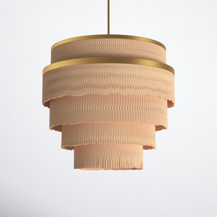 Style Selections 17-in Brown Pendant Light with Fabric Shade 