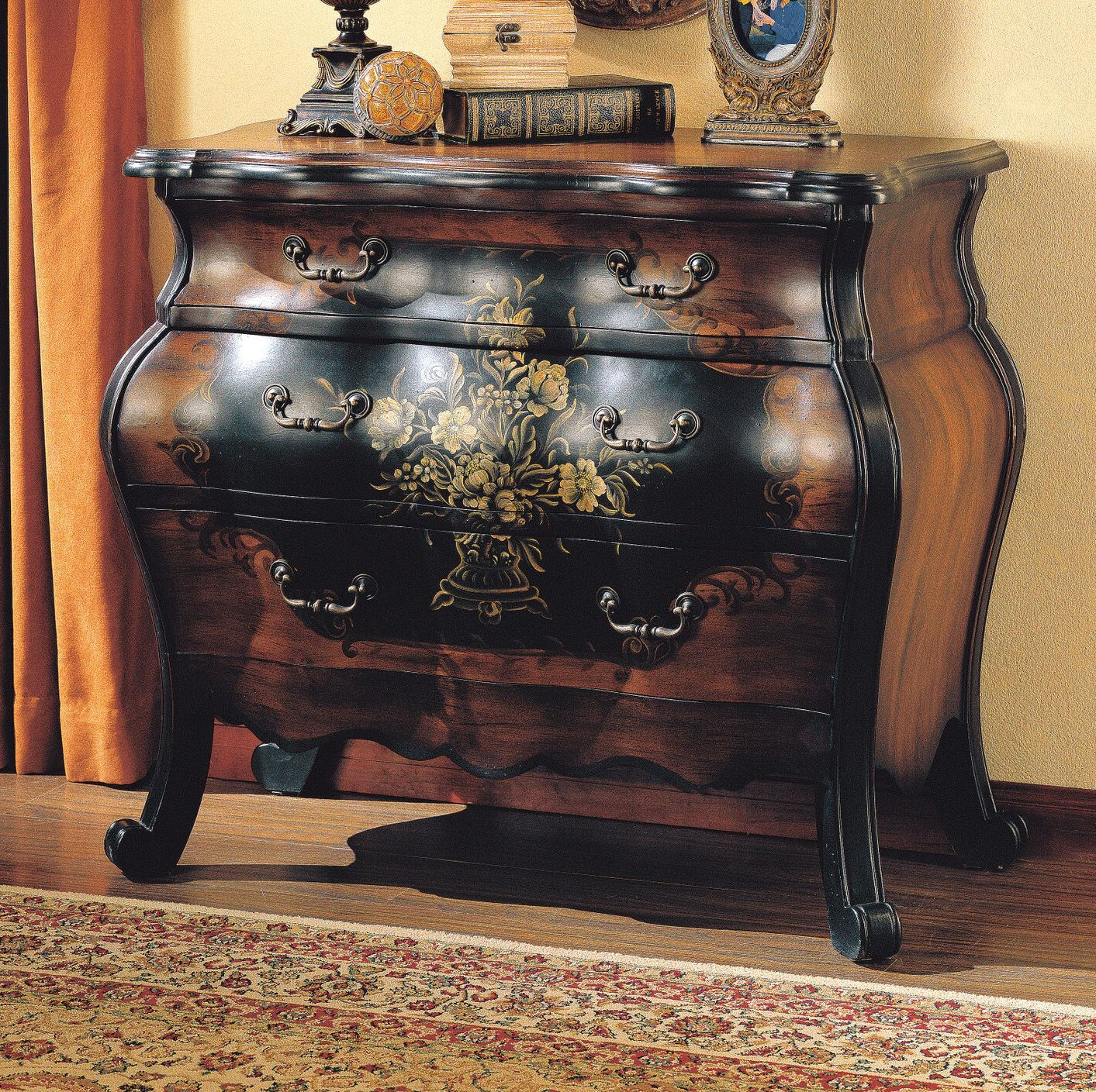 Astoria Grand Urrutia Painted Floral Traditional Storage 3 Drawers