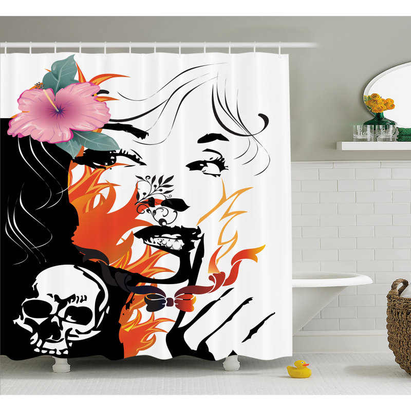 Ambesonne Tattoo Attractive Flower In Her Hair Near A Skull Shower Curtain Set Wayfair