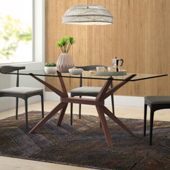 Alecono Modern Dining Room Table for Family Wooden Kitchen Table with Sturdy Heavy Steel Fram-Rectangular-Table Only-Brown Wood Dining Table