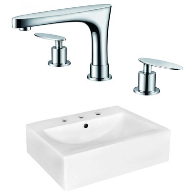 Ceramic Rectangular Bathroom Sink with Faucet and Overflow American Imaginations Installation Type: Wall Mount