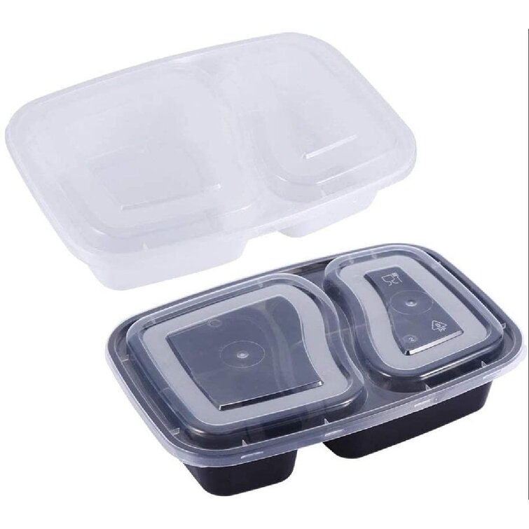 lot of10 white plastic lunch divided boxes container Freeze store Microwave safe 