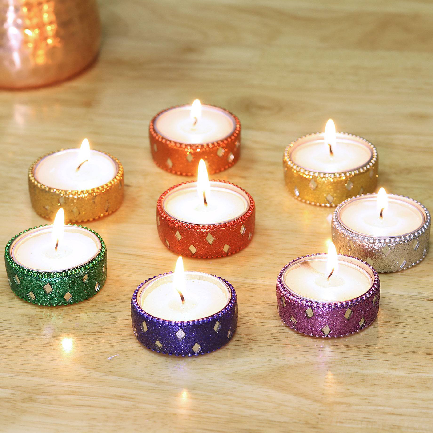 Without Wax Diwali Tea Light Candle Holder Set of 2 Peacock Tea Lights Holder Candle Stand T-Light Holders for Diwali Indian Festival Decorations Lighting Accessories Christmas Décor