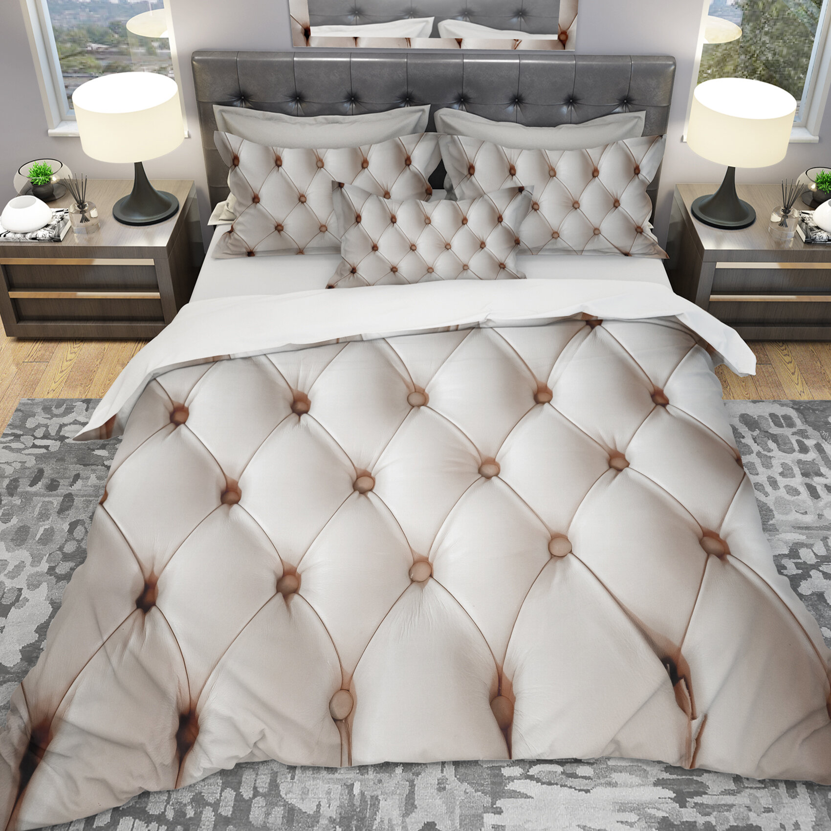East Urban Home Designart Diamond Shaped Leather Couch Duvet Cover