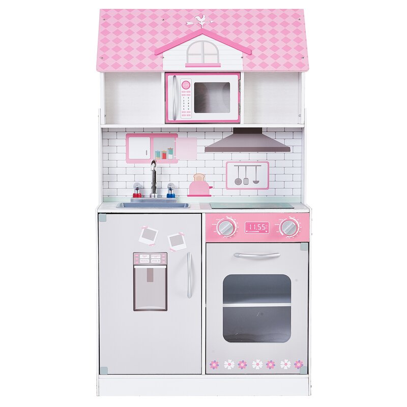 teamson kids wonderland ariel 2 in 1 doll house & play kitchen