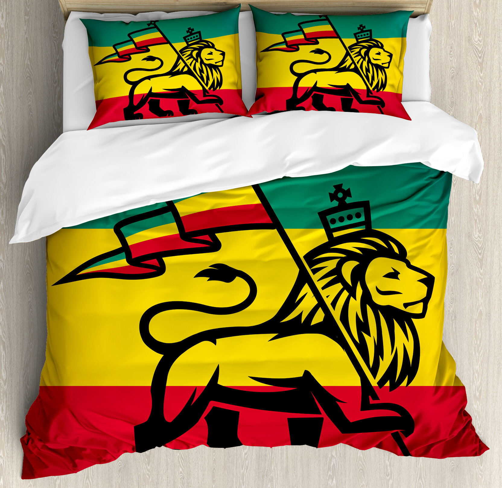 Ambesonne Rasta Judah Lion With A Rastafari Flag King Jungle