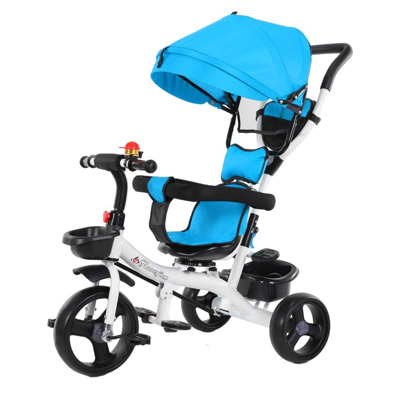 Ideal Play Gift for Kids Ages 6 Months-6 Years Stroller Push Toddler w/Mummy Bag & Detachable Folding Canopy & Safety Bar ZYYM 2-in-1Kids Trike Baby Ride-On Tricycle Kids Pedal Tricycle