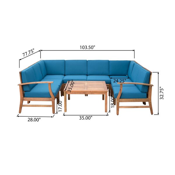 Theodore Solid Wood 6 - Person Seating Group with Cushions