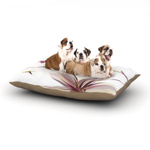 Alison Coxon 'Flower Aubergine' Dog Pillow with Fleece Cozy Top