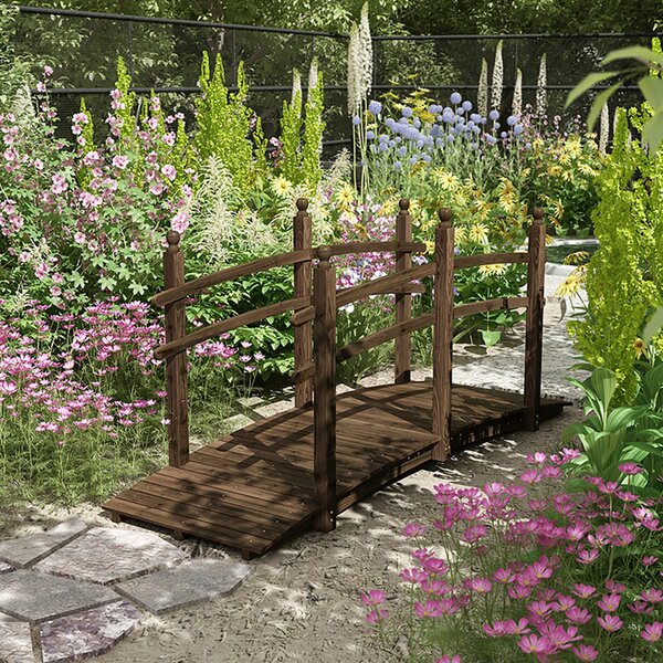 Home Improvements Natural Wood Finish 48 Garden Bridge Outdoor Yard Lawn Landscaping Decor 