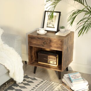 black and wood end table