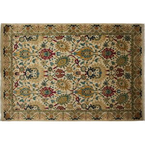 One-of-a-Kind Ottoman Hand-Knotted Beige Area Rug