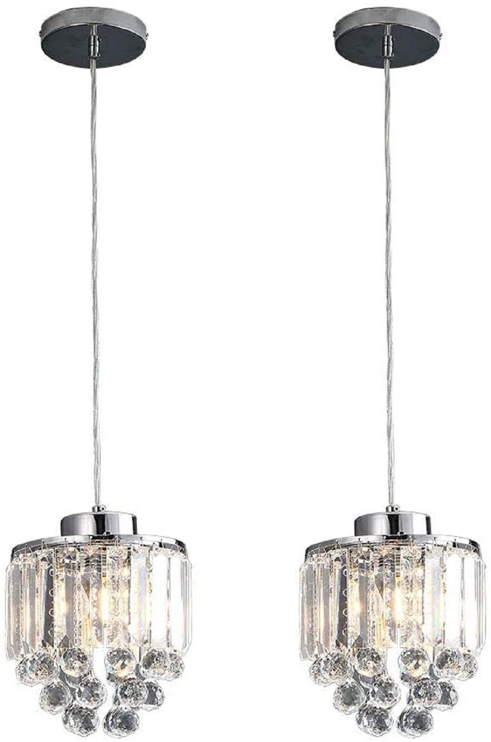 COTULIN Set of 3 Polished Decorative Crystal Pendant Light,Chandelier for Kitchen Island Dining Room Living Room Bar 
