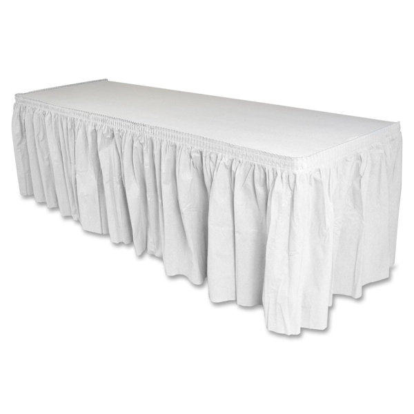 black Touch of Color Easy Stick Plastic Table Skirt 14-Feet