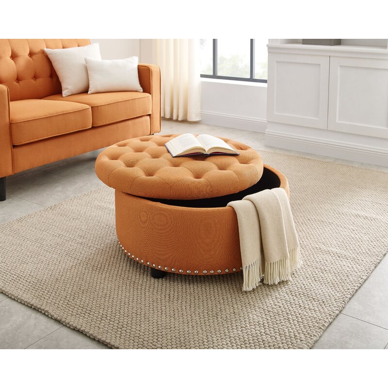 Red Barrel Studio 30'' Tufted Round Storage Ottoman & Reviews | Wayfair.ca