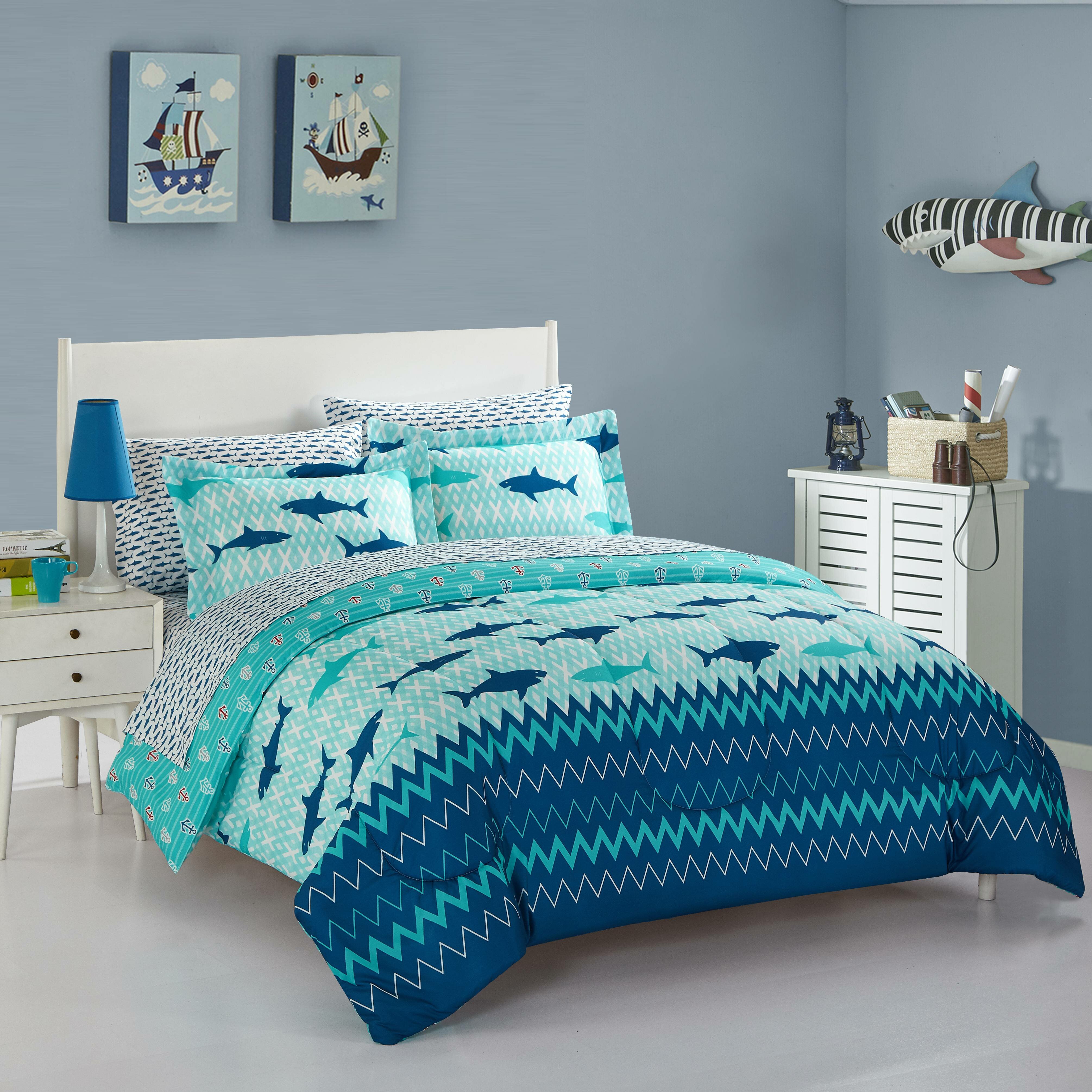 Zoomie Kids Nisbet Shark Reversible Comforter Set Wayfair Ca