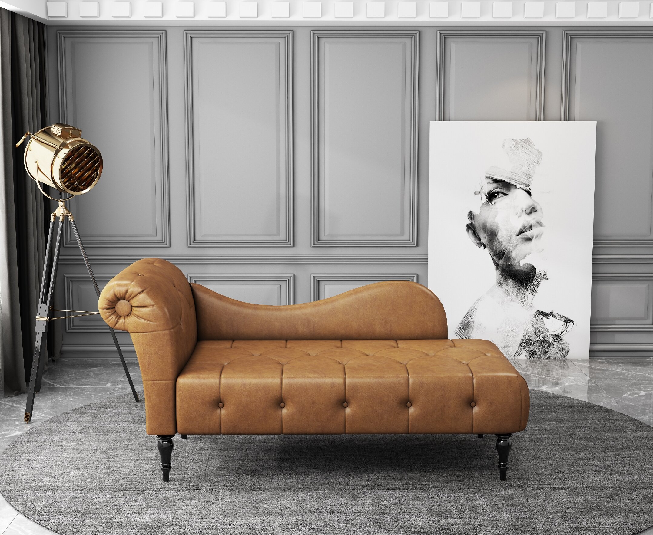 Appley Vegan Leather Chaise Lounge