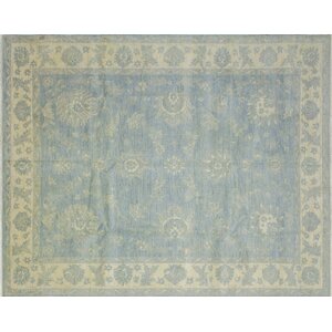 One-of-a-Kind Bellview Hand-Knotted Wool Light Blue Area Rug