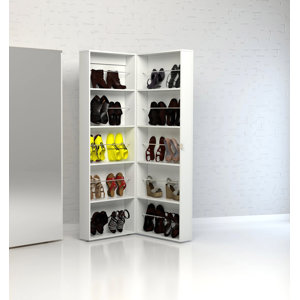 Ridgley Mirrored 32 Pair Shoe Storage Cabinet