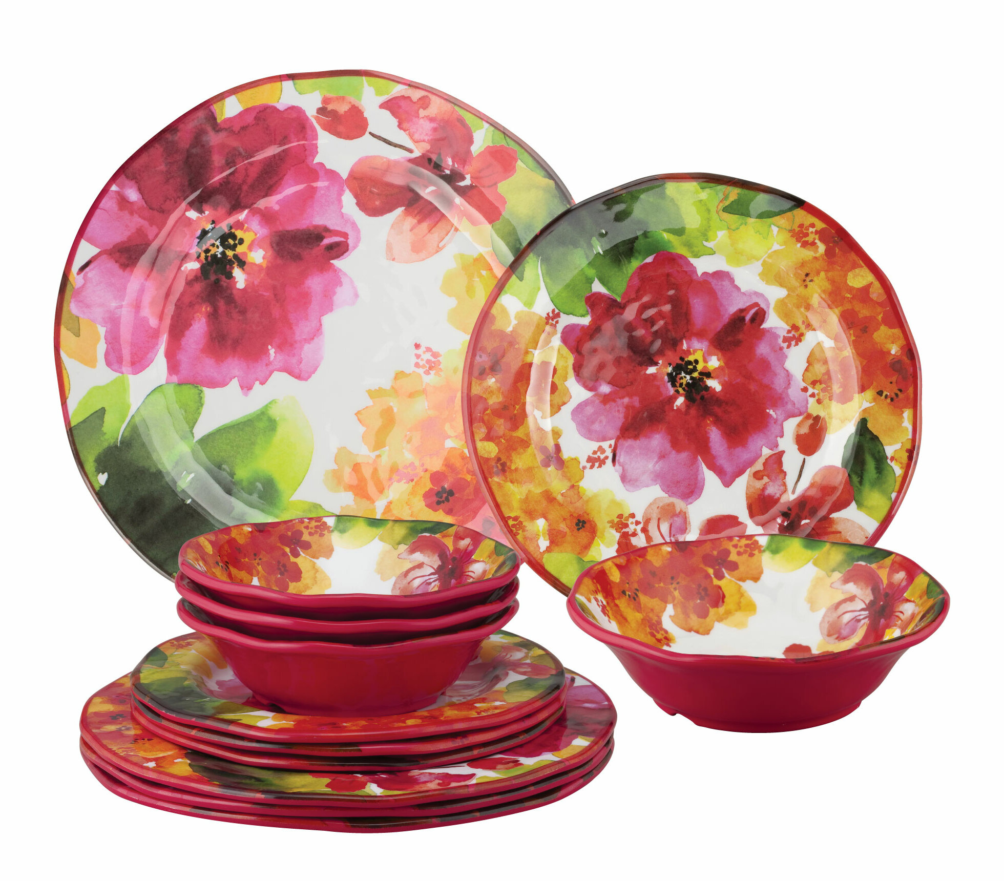 Rosalind Wheeler Bryana Melamine Dinnerware - Set of 12 & Reviews | Wayfair