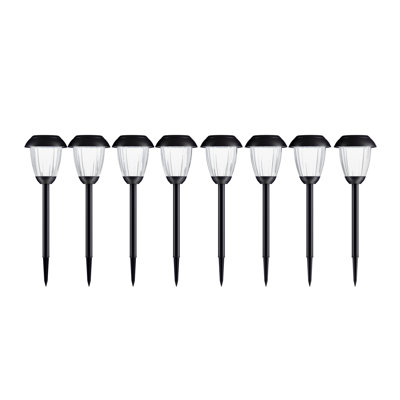 8 Solar Outdoor Lights - 16-Inch-Tall Stainless-Steel Stake Lights for Gardens, Walkways, Driveways, Landscapes, and Patios by Pure Garden