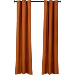 Mainville Faux Linen Solid Semi-Sheer Grommet Curtain Panels